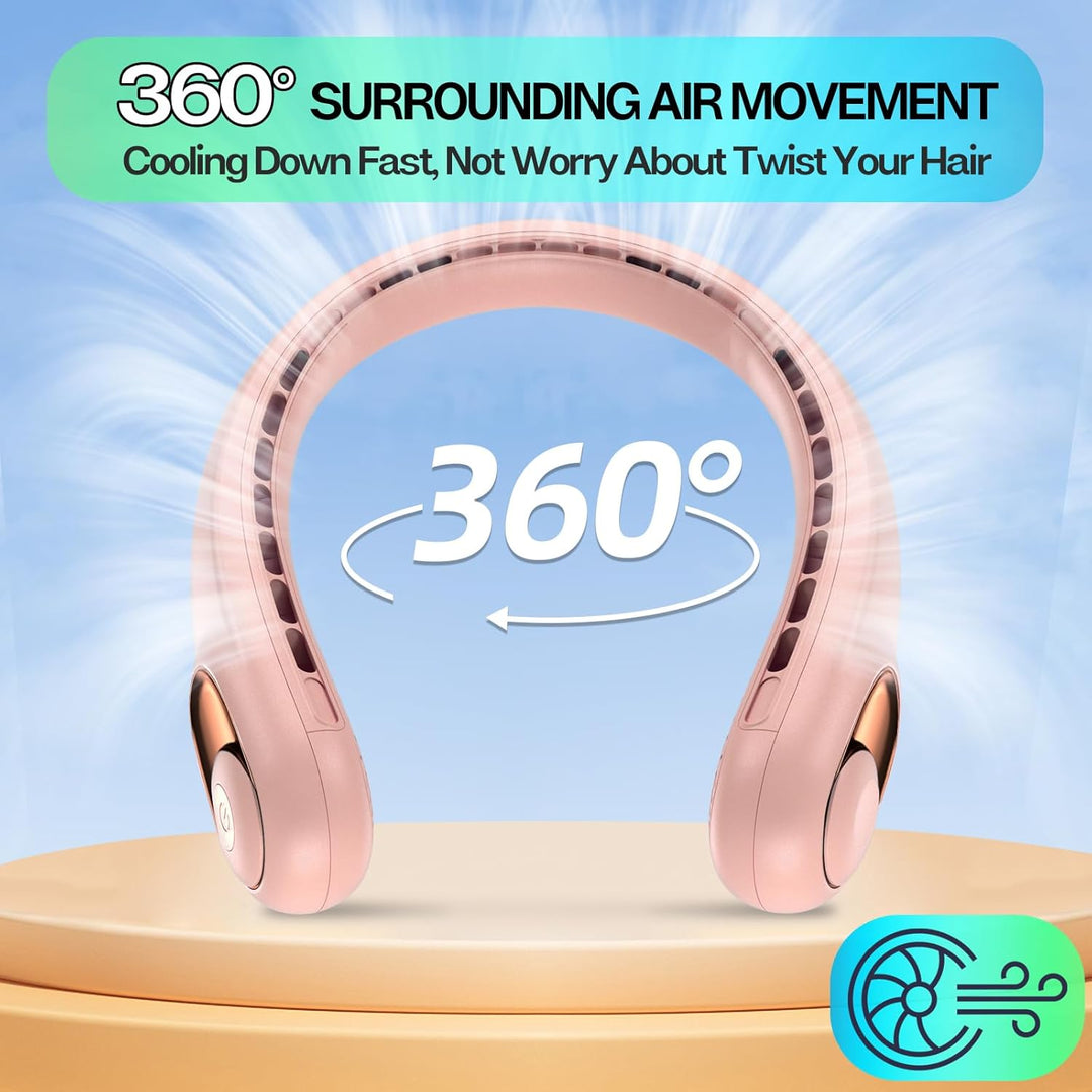 KIDEE Nackenventilator, Halsventilator 360° Luftstrom, Tragbarer Neck Fan zum Umhängen, Ultraleise M