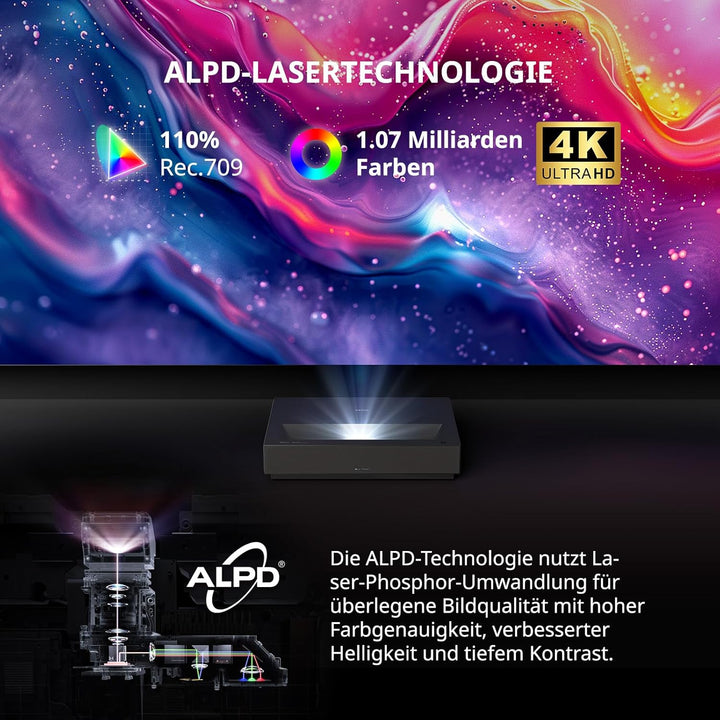WEMAX Nova Pro ALPD Laser TV, Ultrakurzdistanz Beamer 4K mit 2100 ISO Lumen & 3D, Google TV & Google