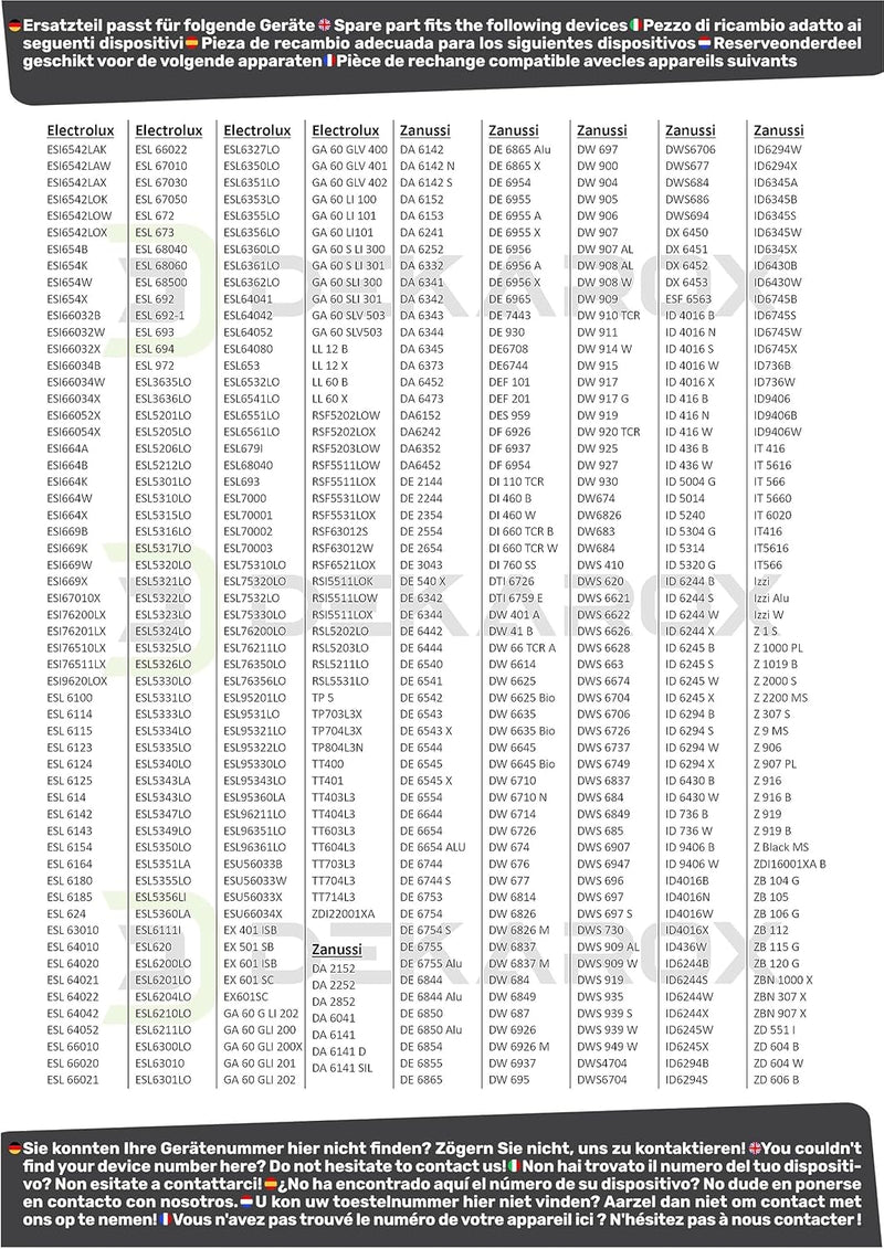 DEKAROX Türdichtung Gummidichtung dreiseitig passend für Electrolux AEG Zanker Juno 117126544/8 1171