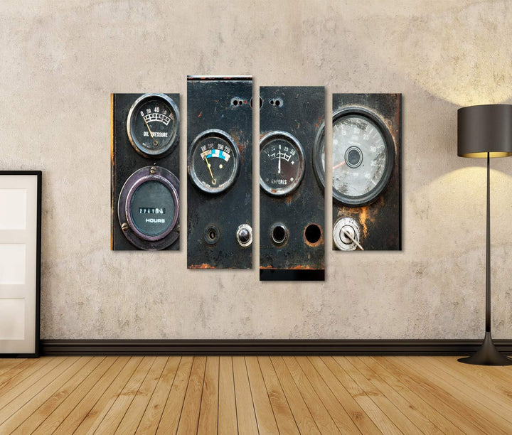islandburner Bild auf Leinwand Old Circular Industrial Meter Wandbild Poster Kunstdruck Bilder Forma