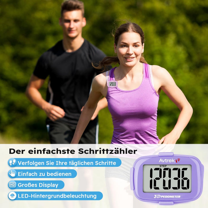 AVTREK Präziser 3D-Schrittzähler Mini-Schrittzähler für Walking oder Laufen im Freien Wanderaktivitä