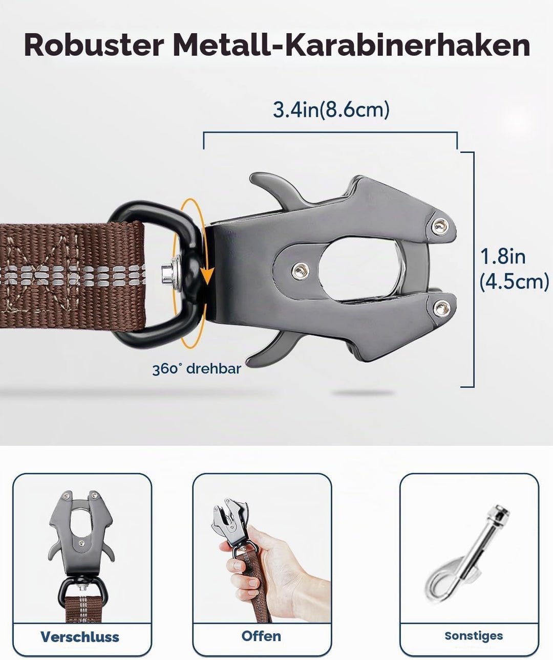 Joytale Taktische Hundeleine, 1.2m-1.8m Bungee Hundeleine mit 2 Gepolsterten Griffen, Autosicherheit