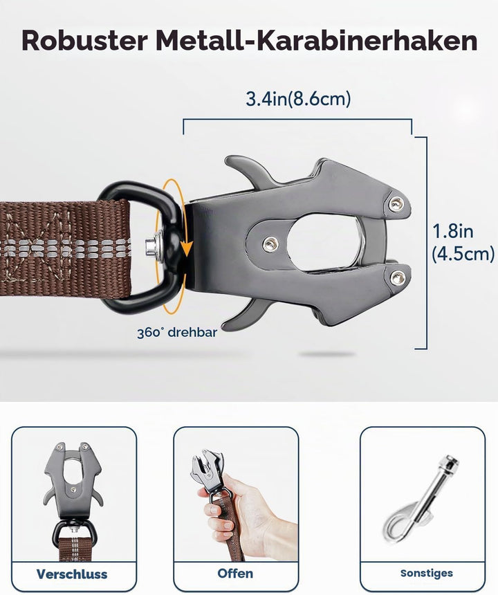 Joytale Taktische Hundeleine, 1.2m-1.8m Bungee Hundeleine mit 2 Gepolsterten Griffen, Autosicherheit