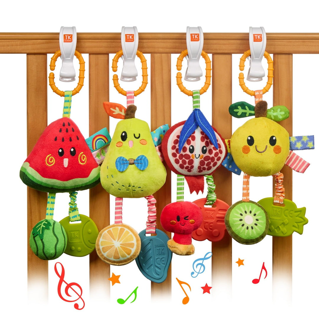 TUMAMA Baby Kinderwagen Spielzeug ab 0 2 3 4 6 9 12 Monate, Früchte Spielbogen Anhänger Greifspielze