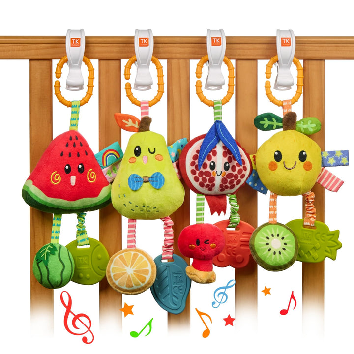 TUMAMA Baby Kinderwagen Spielzeug ab 0 2 3 4 6 9 12 Monate, Früchte Spielbogen Anhänger Greifspielze