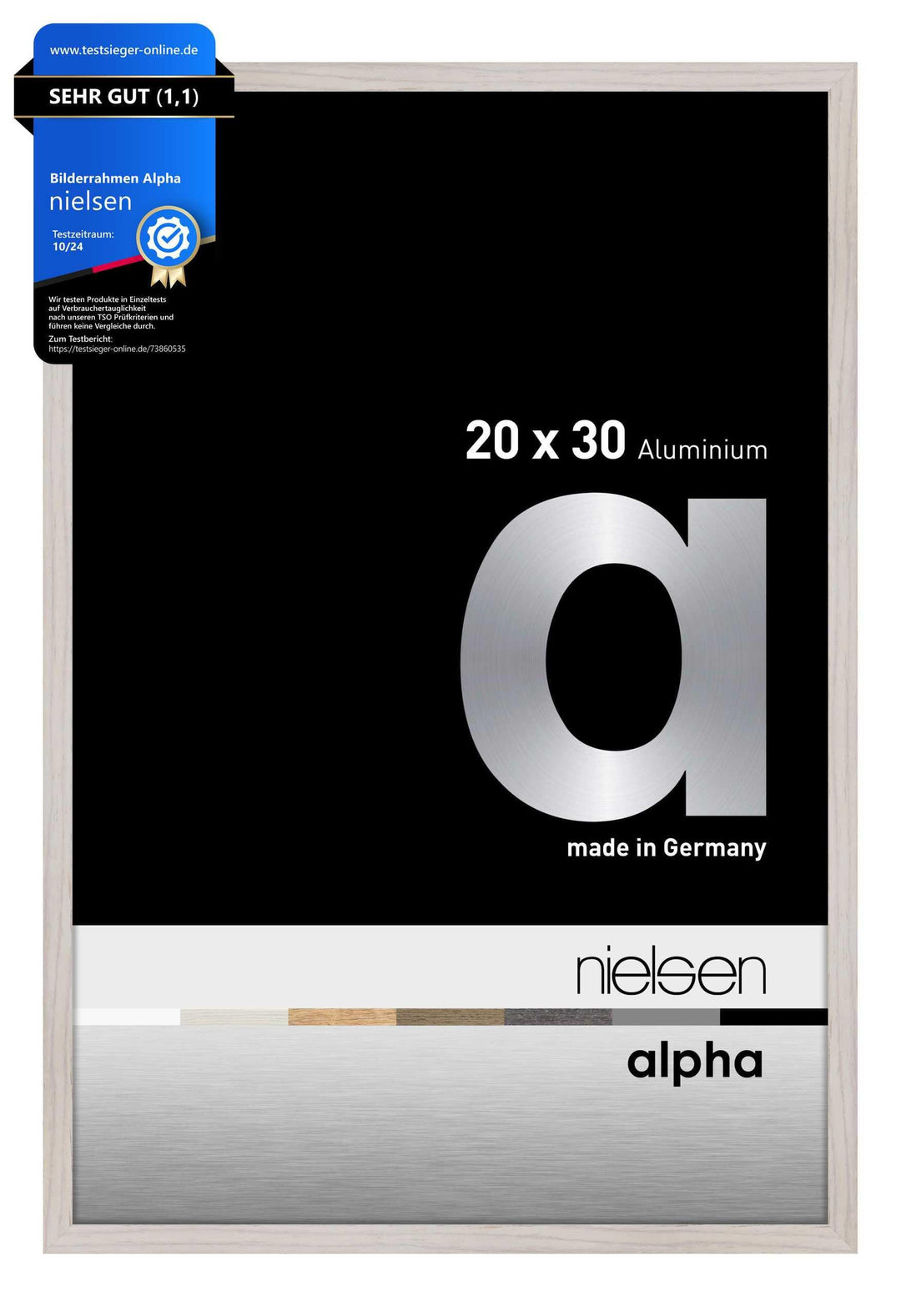 nielsen Aluminium Bilderrahmen Alpha, 20x30 cm, Eiche Weiss Eiche Weiss 20 x 30 cm, Eiche Weiss 20 x