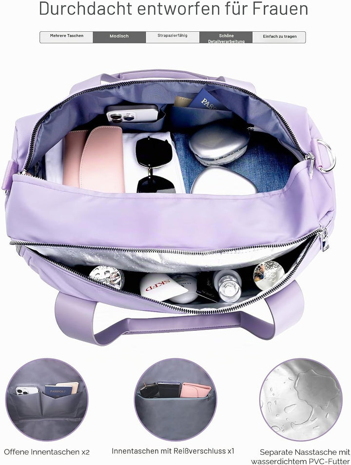 19 Zoll Sporttasche Reisetasche für Damen und Herren,wasserdichte Handgepäcktasche,Trainingstasche f