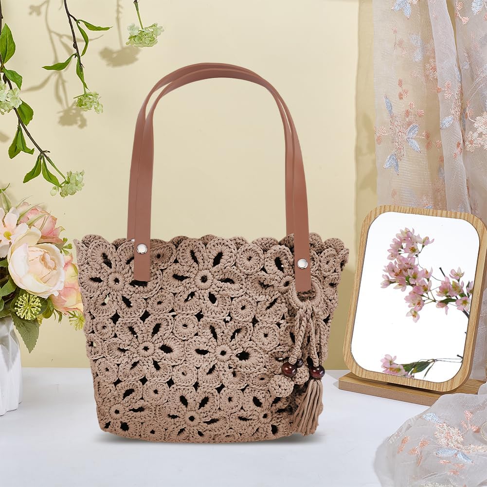 ORIGACH Ausgehöhlte Blumen Häkelset Für Anfänger, DIY Handtasche Starter Häkelset Für Erwachsene Mit