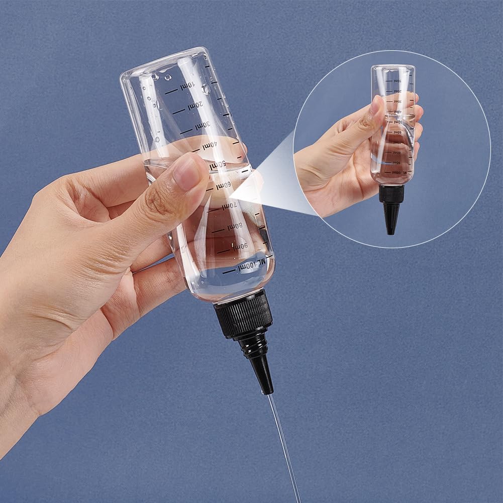 BENECREAT 10 Packung 100ml Kunststoff-Quetschflaschen Mit Skala, PET Transparente Schwarze Flaschen