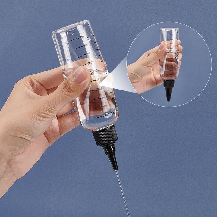 BENECREAT 10 Packung 100ml Kunststoff-Quetschflaschen Mit Skala, PET Transparente Schwarze Flaschen