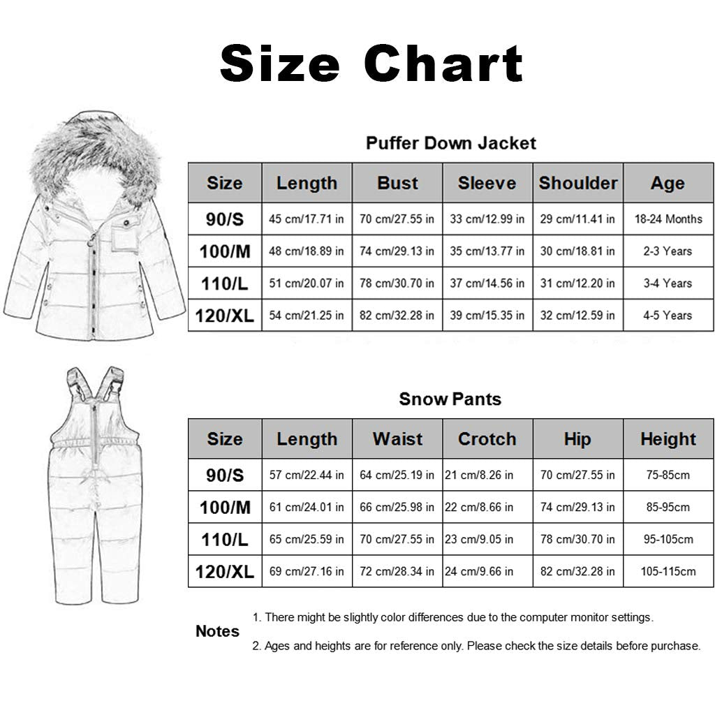Kinder Daunenjacke Schneeanzug mit Künstliches Fell Kaputze Bekleidungsset Mädchen Jungen Verdickte