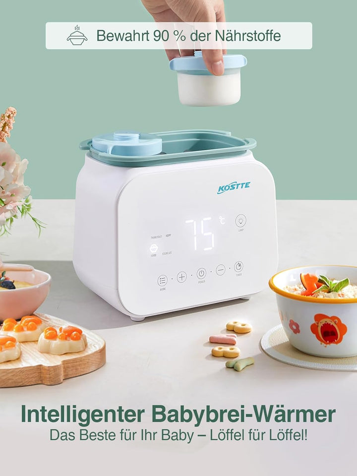 KOSTTE Flaschenwärmer Baby - Flaschenwärmer für 2 Flaschen - Babykostwärmer mit Temperatur - BPA-fre