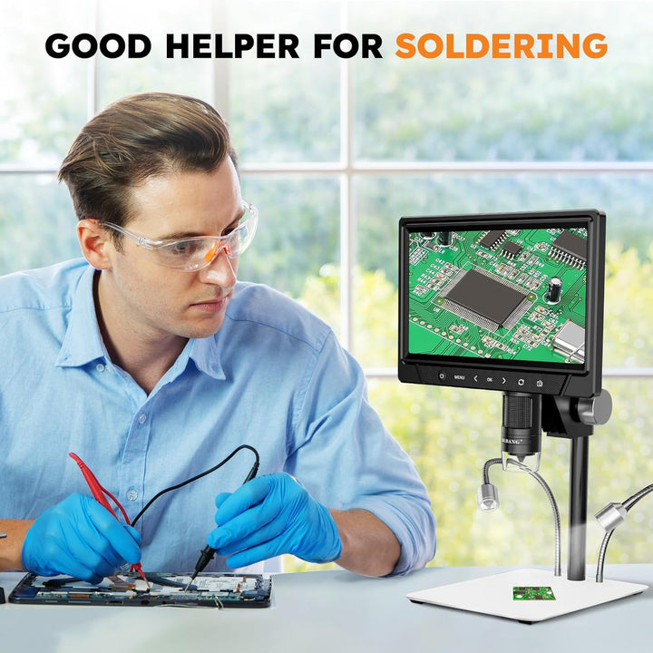 BEBANG 10.1" LCD Digitales Mikroskop 1200x für Erwachsene,3024P Münz Mikroskop Lupe,12MP Lötmikrosko