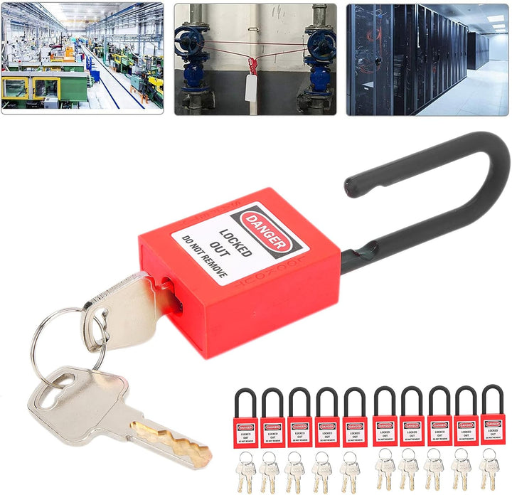 Lockout Tagout Sicherheitsvorhängeschloss, 10 Stück 38mm Nylon PA Isoliert Staubdicht mit Schlüsseln