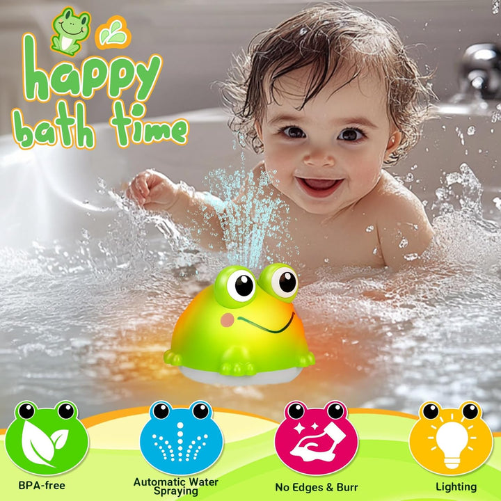 Badewannenspielzeug, Baby Badespielzeug mit LED Licht, Frosch Spray Wasserspielzeug, Badewanne Pool