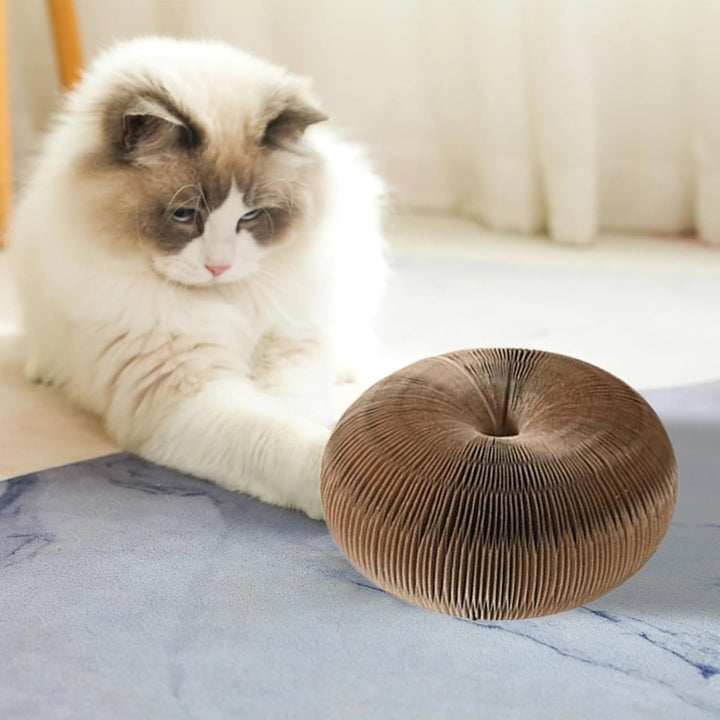 Krallenmatte für Katzen – Kugel im Inneren des Kratzkissens für Hauskatzen | gewellter Karton, stimu