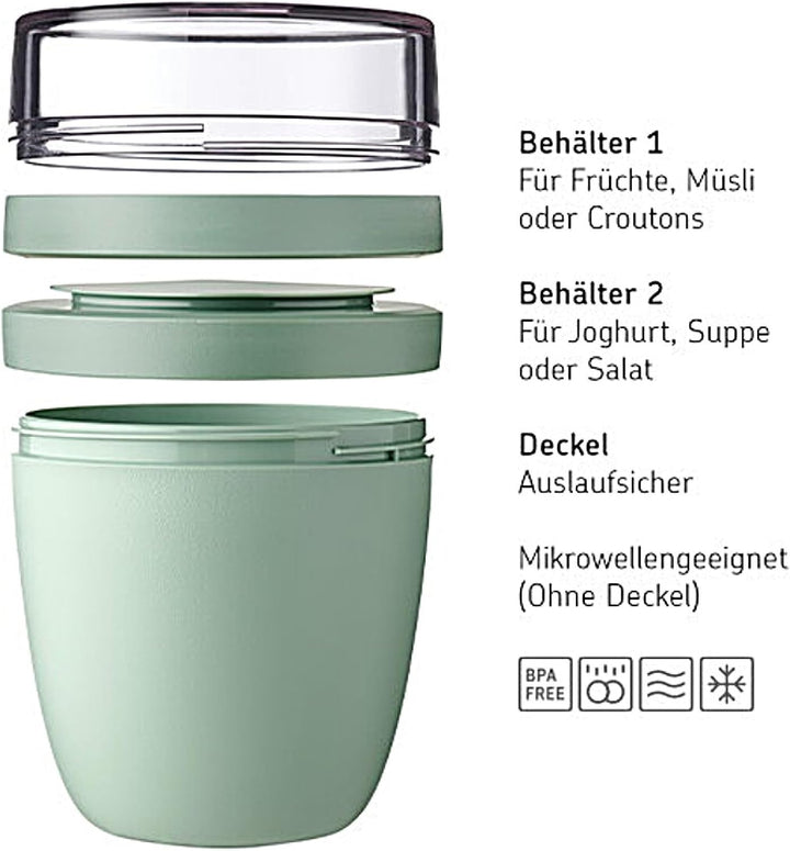 Mepal 'Ellipse' Lunchpot to go 500 ml & 200 ml, Farbe & Stückzahl:Nordic Pink & Nordic Green Pink/Gr