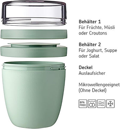 Mepal 'Ellipse' Lunchpot to go 500 ml & 200 ml, Farbe & Stückzahl:Nordic Pink & Nordic Green Pink/Gr