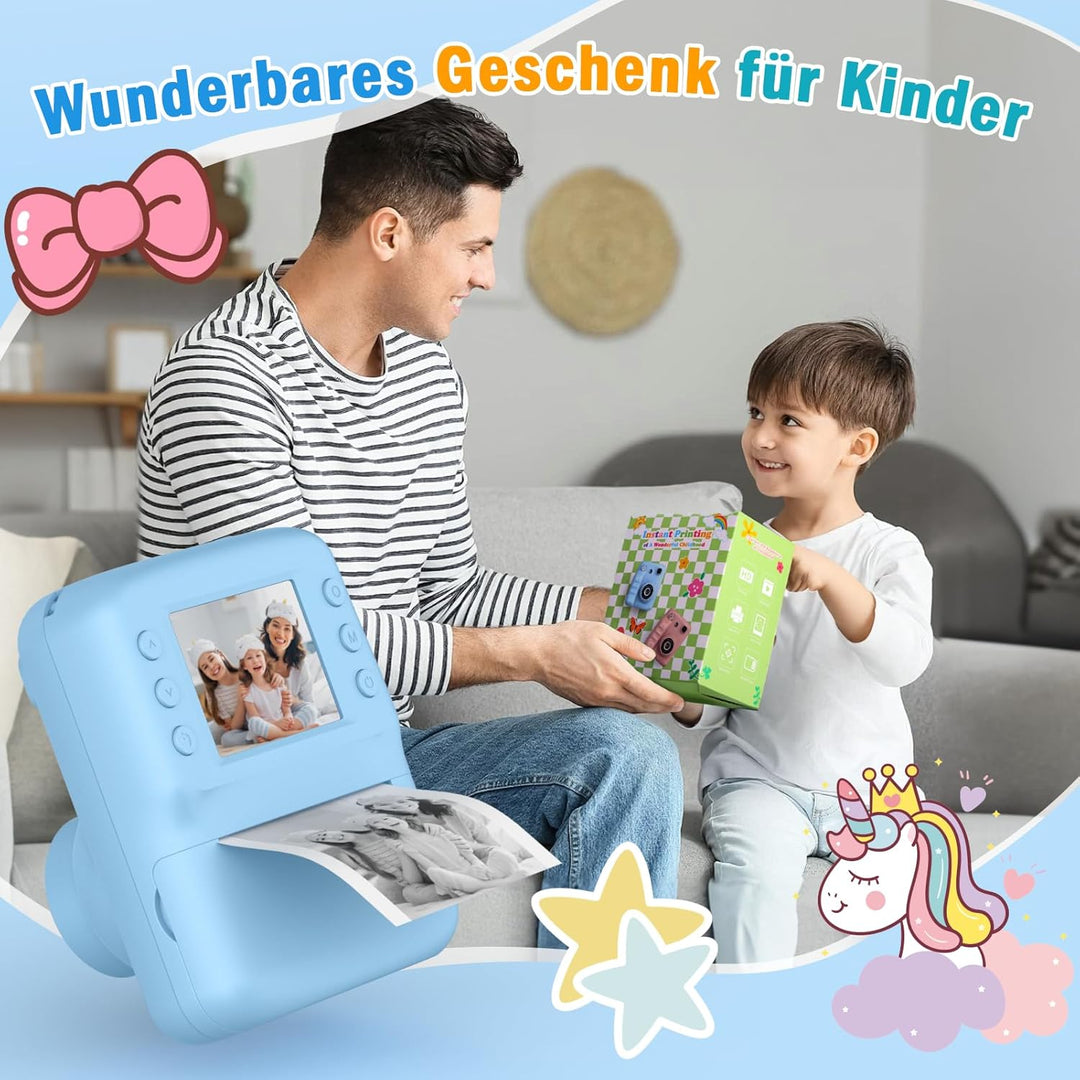 Kinderkamera Sofortbildkamera, 2.4" HD Bildschirm Kinderkamera mit 32 GB Spielzeug ab 3 4 5 6 Jahren