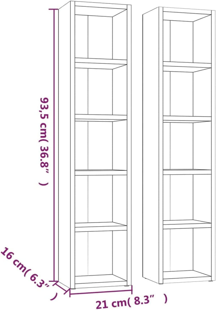 Tidyard 2 STK. Bücherregal Regale mit 5 Fächer Bücher Regal Akten Schrank Rack Standregal Aktenregal