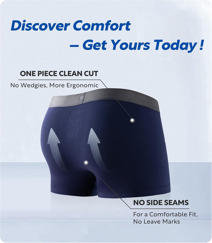 Separatec Boxershorts Herren Bambus Rayon Atmungsaktiv Weich Männer Unterhosen mit Doppelter Beutel