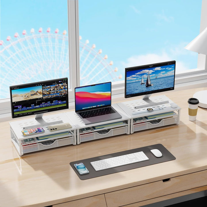 Computer-Monitorständer, Schreibtisch-Organizer mit Schublade, Schreibtischzubehör & Desktop-Aufbewa