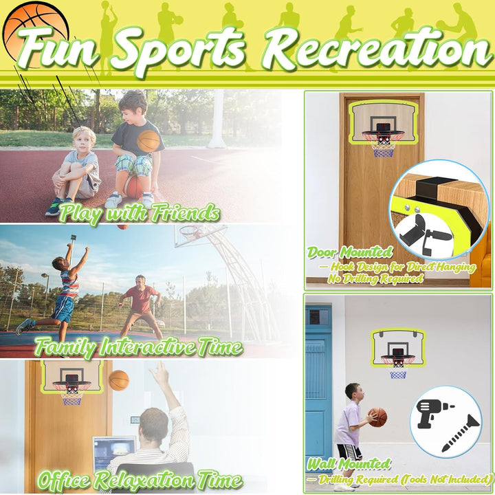 TEUVO Mini Basketballkorb Indoor, Tür Basketballkorb Kinder für Zimmer & Büro mit 4 Ball & Elektroni