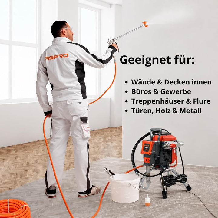 Airless Spritzgerät ASPRO 2000 – Farbspritzgerät für Wandfarbe 2 l/min, 227 bar