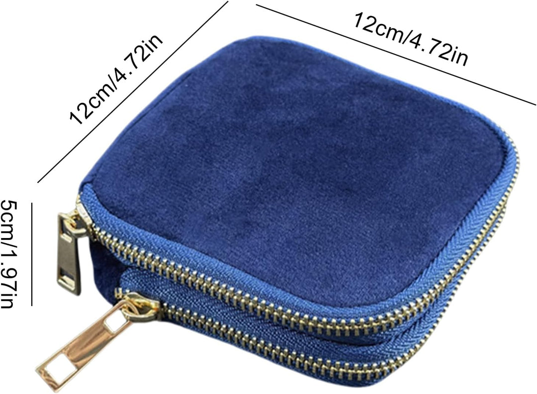 Travel Case - Portable Jewelry Pouch for Girls | Velvet Zippered Storage with Multi Layer Compartmen