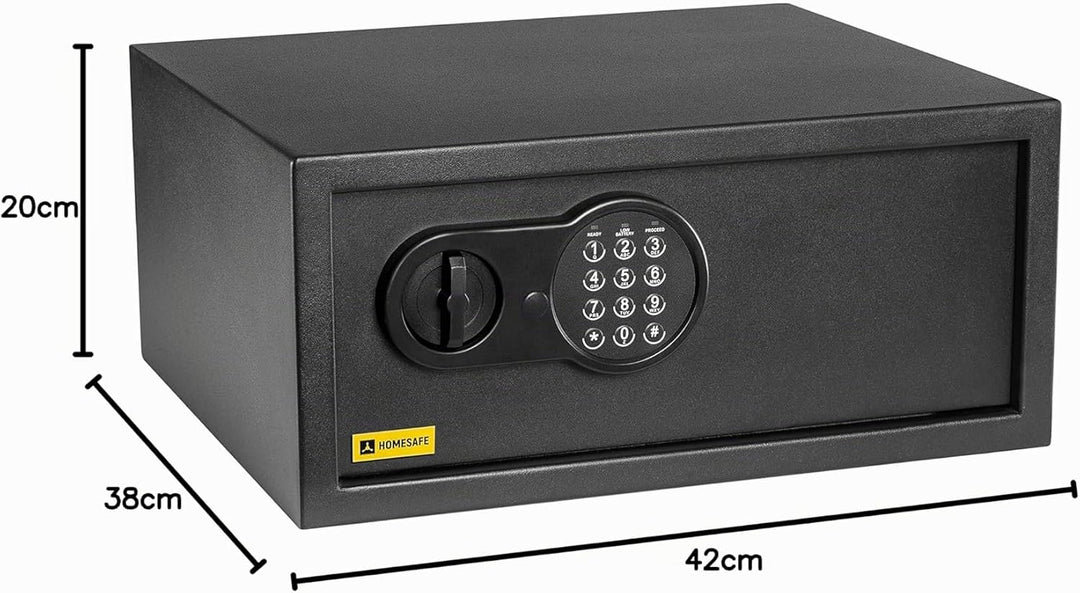 HomeSafe HV24E Möbeltresor mit Elektronikschloss, 20x44x38cm (HxBxT), Digitaler Tresor für Zuhause,