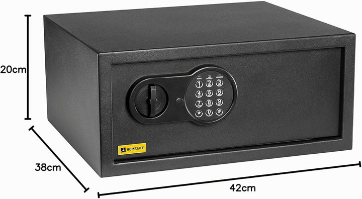 HomeSafe HV24E Möbeltresor mit Elektronikschloss, 20x44x38cm (HxBxT), Digitaler Tresor für Zuhause,