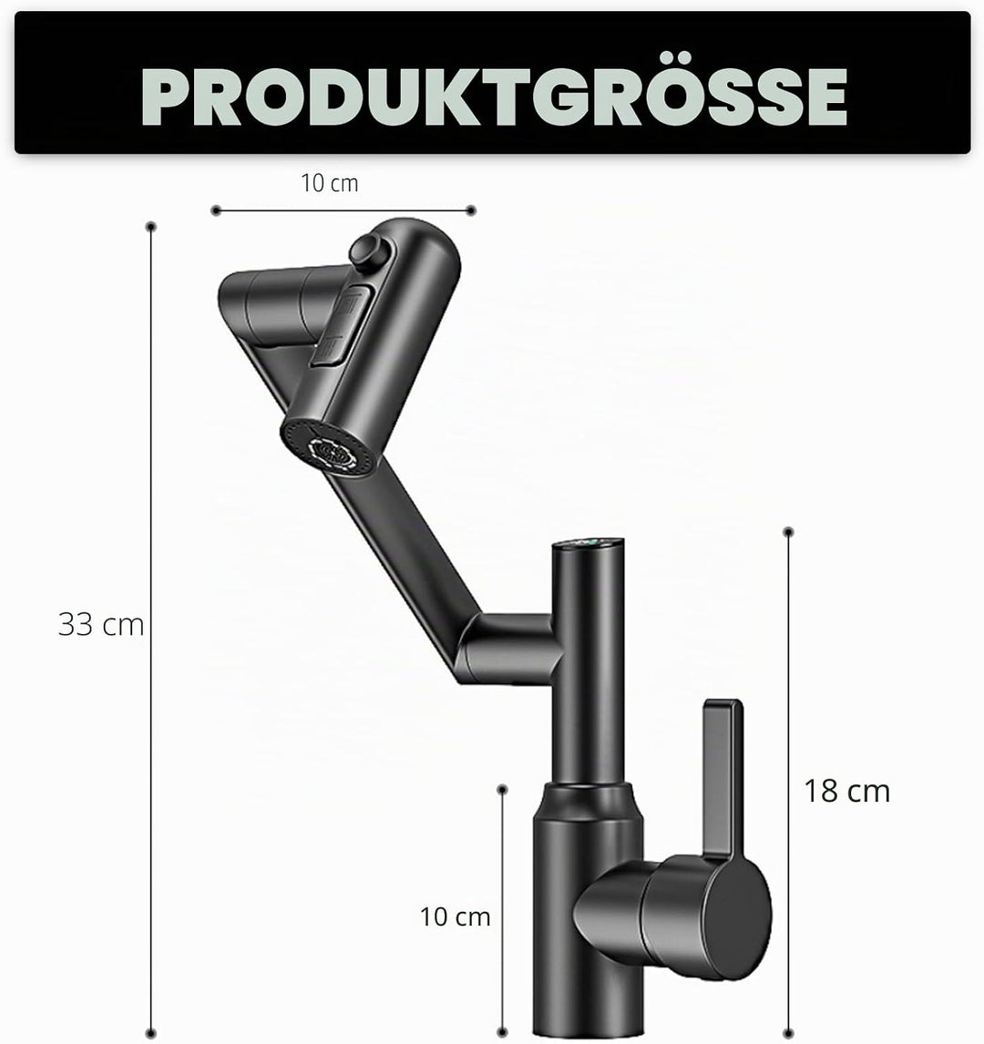 Wasserhahn mit LED Temperaturanzeige, Einhand-Badezimmerarmatur, Drehbarer Multifunktionshahn, Küche