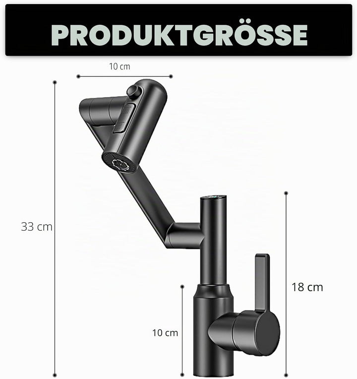 Wasserhahn mit LED Temperaturanzeige, Einhand-Badezimmerarmatur, Drehbarer Multifunktionshahn, Küche