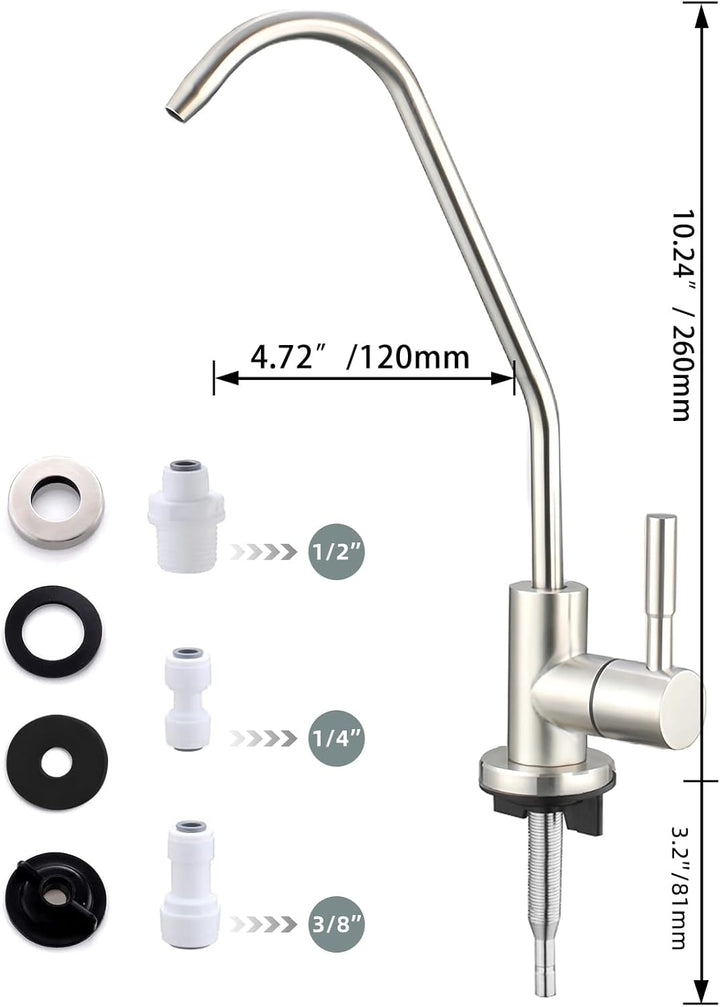 Trinkwasserhahn, bleifrei, Umkehrosmosehahn, Wasserfilterhahn für Küchenspüle, gebürstetes Nickel, S