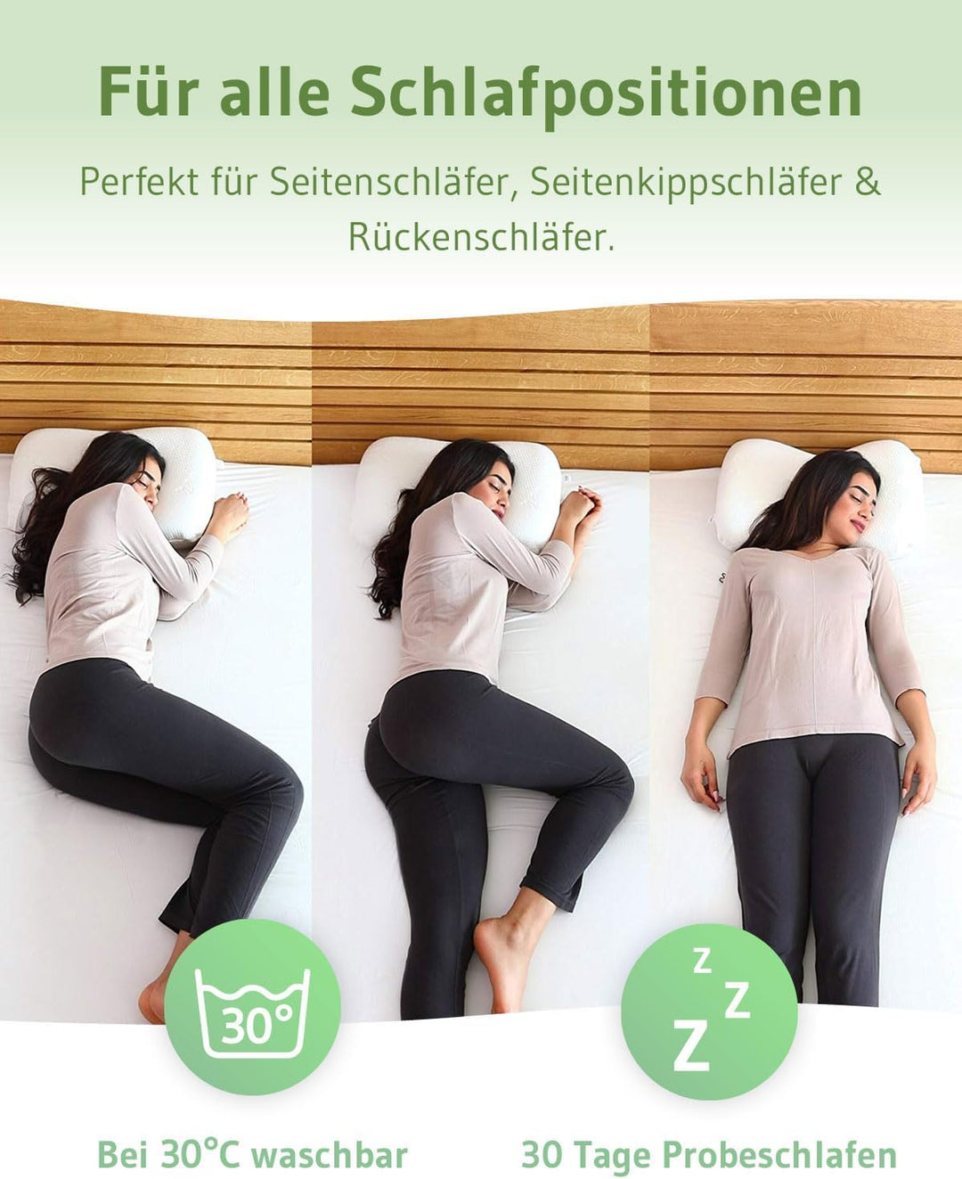 Ergonomisches Seitenschläferkissen NuMOON, Memory Foam Kopfkissen mit PureAir Effekt gegen Milben &