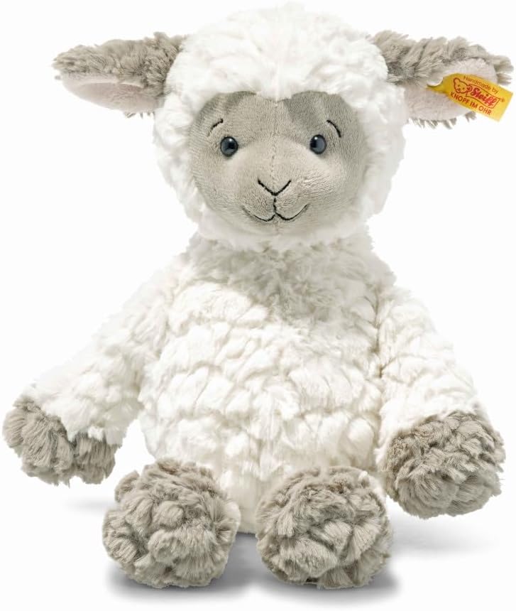 Steiff Lita Lamm weiss-braungrau 30 cm, Soft Cuddly Friends, weiches Stofftier Schaf, strukturiertes