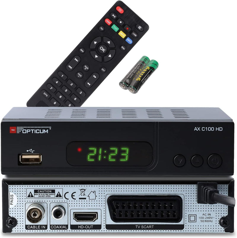 RED OPTICUM AX C100 HD Kabelreceiver mit PVR-Aufnahmefunktion I Digitaler Kabel-Receiver HD - EPG -