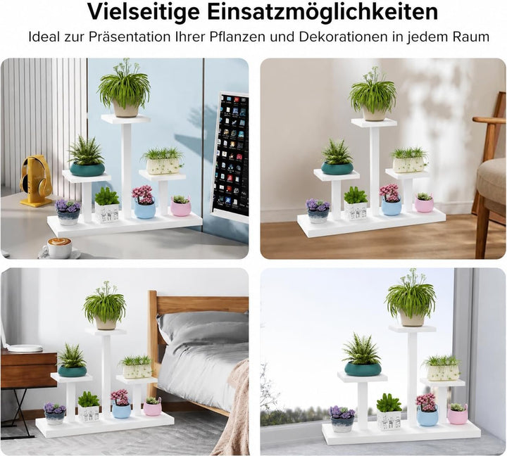 Pflanzenständer Fensterbank Innen, 4 Ebenen Blumenständer Klein, Sukkulenten Regal aus Metall und Ho