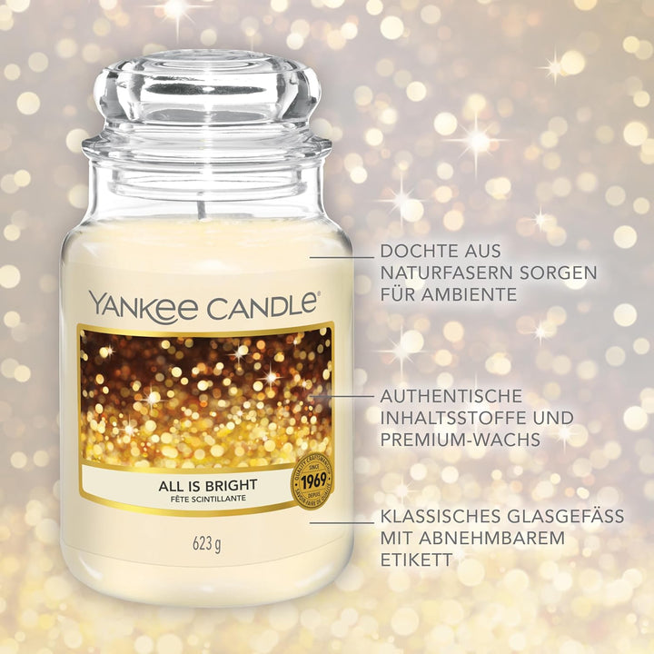 Yankee Candle Duftkerze im Glas (Grosse Kerze im Glas) | All is Bright | Brenndauer bis zu 150 Stund