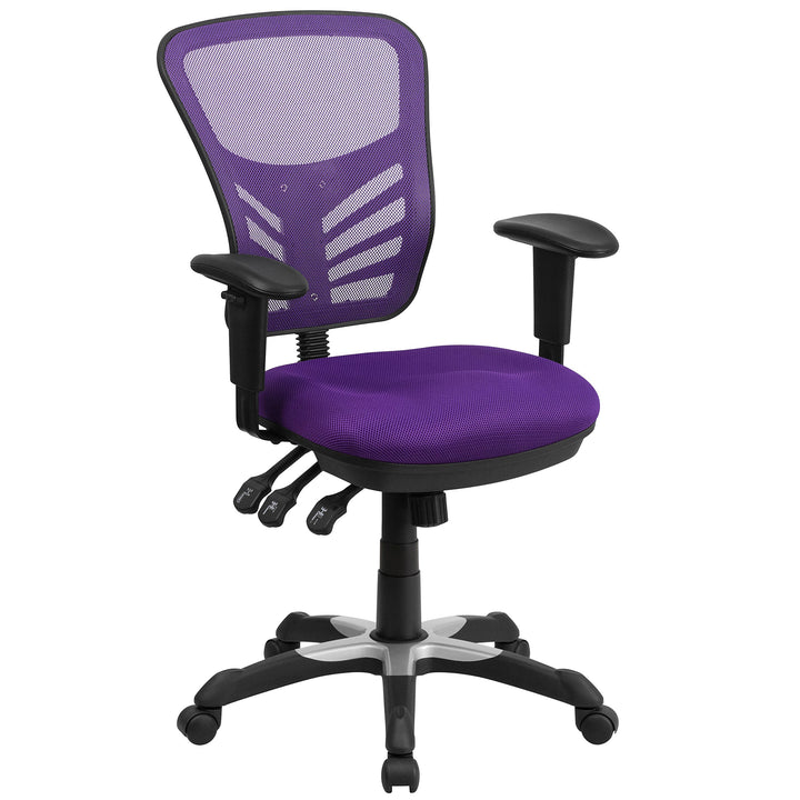 Flash Furniture Bürostuhl, ergonomisch, mit Mesh-Rückenunterstützung, geformtem und höhenverstellbar