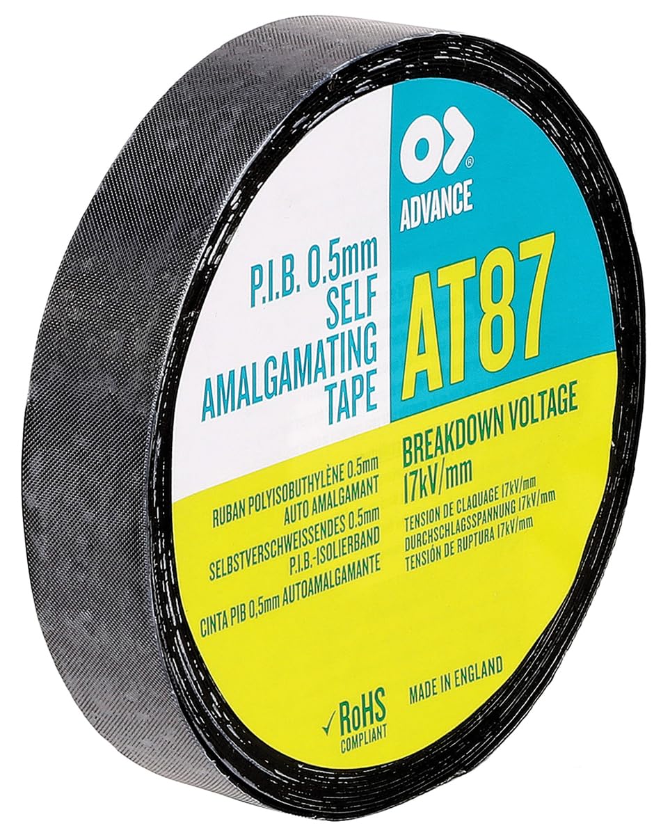 Advance Tapes Polyisobutylen Selbstschweissendes Isolierband, Schwarz, Stärke 0.5mm, 50mm x 10m, Nic