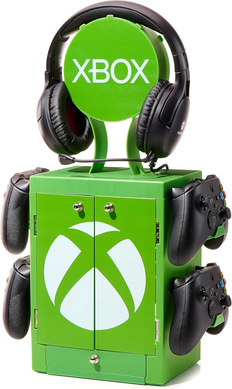 Numskull Offizieller XBOX Grüner Gaming-Schrank, Controller-Halter, Headset-Ständer für PS5, Xbox Se