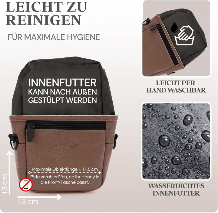 Heimatpfoten® Futterbeutel für Hunde aus Leder-Imitat - Gassi-Tasche mit Einhand Magnet-Verschluss H
