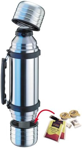 Isosteel VA-9562DQ Duo Vakuum-Isolierflasche 1,0 L aus 18/8 Edelstahl mit Quickstop-Einhandausgiesss