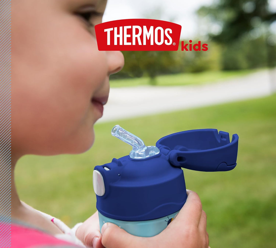 THERMOS kids FUNTAINER STRAW BOTTLE 0,35l, bees, Thermosflasche für Kinder aus Edelstahl, mit Strohh
