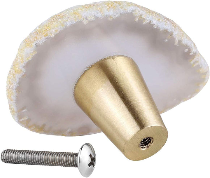 mookaitedecor Satz von 6 Schubladenknopf Natürlichen Achat Messing Dekoration Möbel Schublade Schran