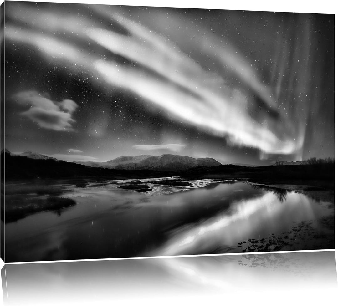 Pixxprint Polarlichter in Skandinavien als Leinwandbild/Grösse: 100x70 / Wandbild/Kunstdruck/fertig