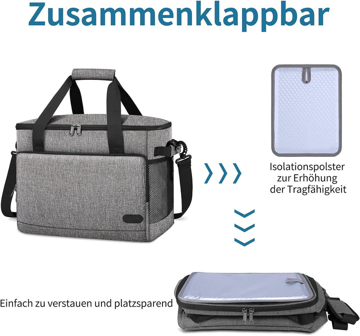 Lubardy 15L Kühltasche Klein 30L Kühltasche Gross Faltbar Kühlkorb Thermotasche Wasserdicht Kühlbox