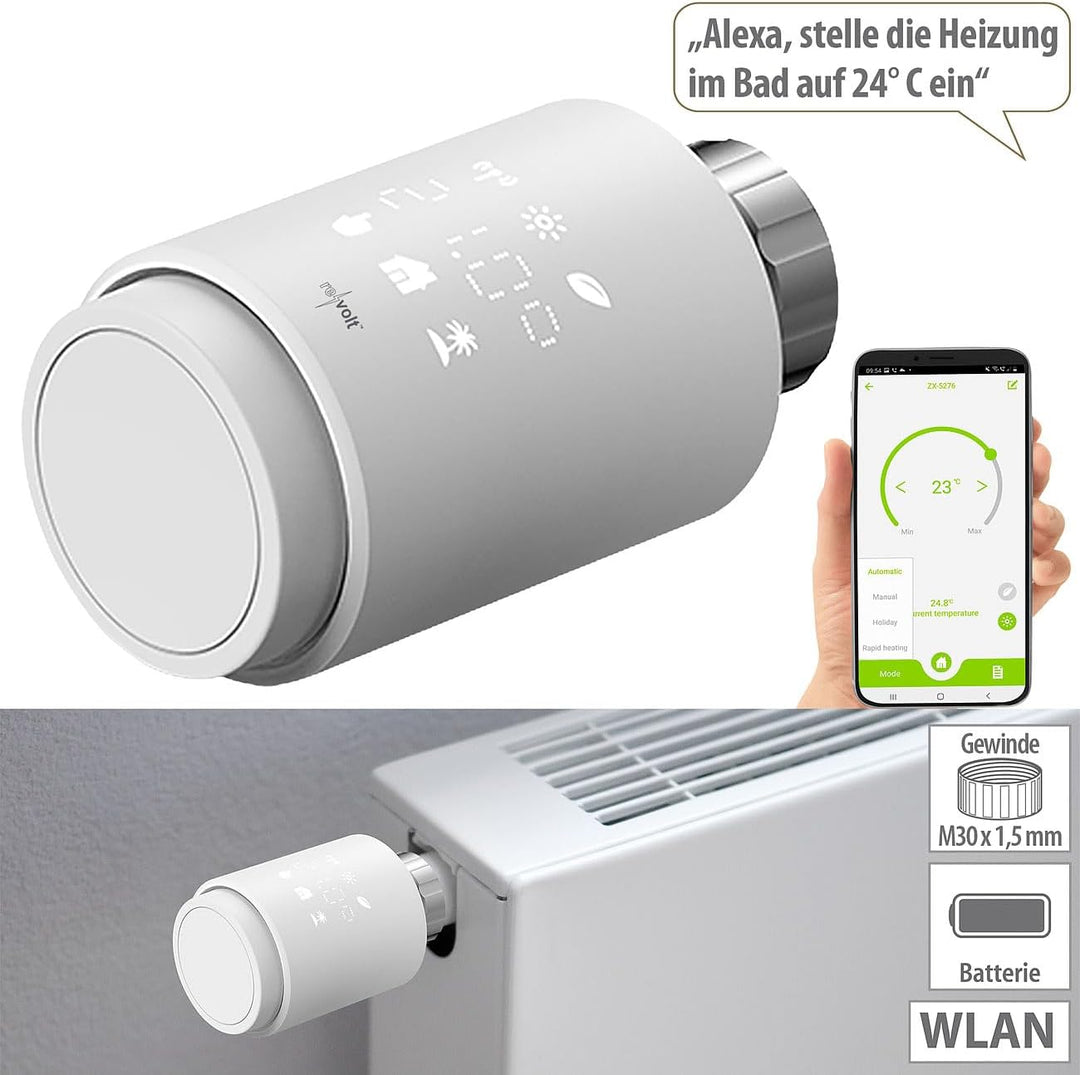 revolt Thermostat: Programmierbares WLAN-Heizkörperthermostat mit App und Sprachsteuerung (Heizkörpe