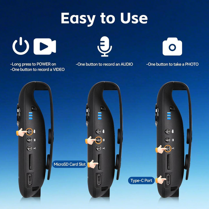 CAMMHD 1080P 32GB Körperkamera Full HD Portable Bodycam One-Key-Aufnahme Bewegungserkennung, 3-7 Stu